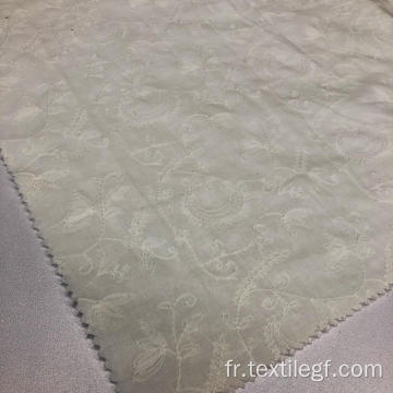 Tissu de broderie en ligne blanche